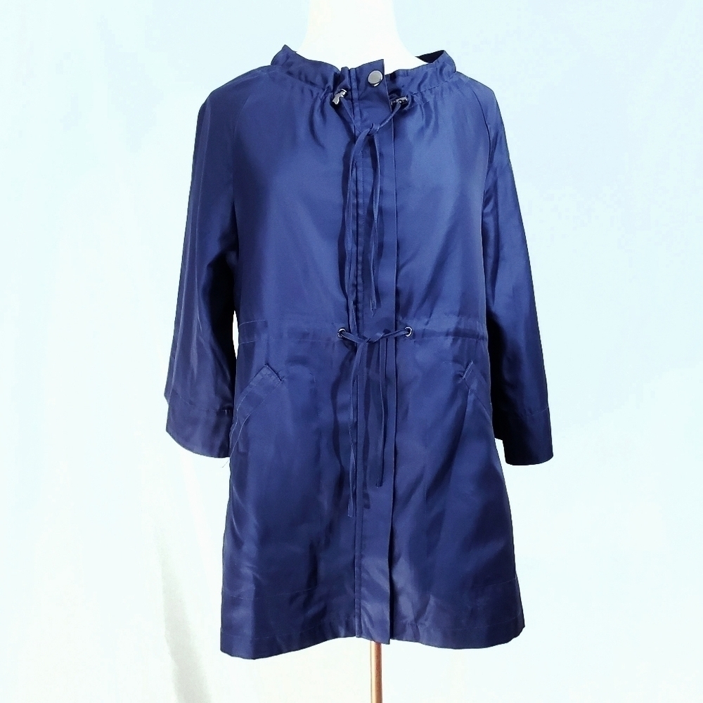 Axcess Navy Blue Oversized Windbreaker Jacket